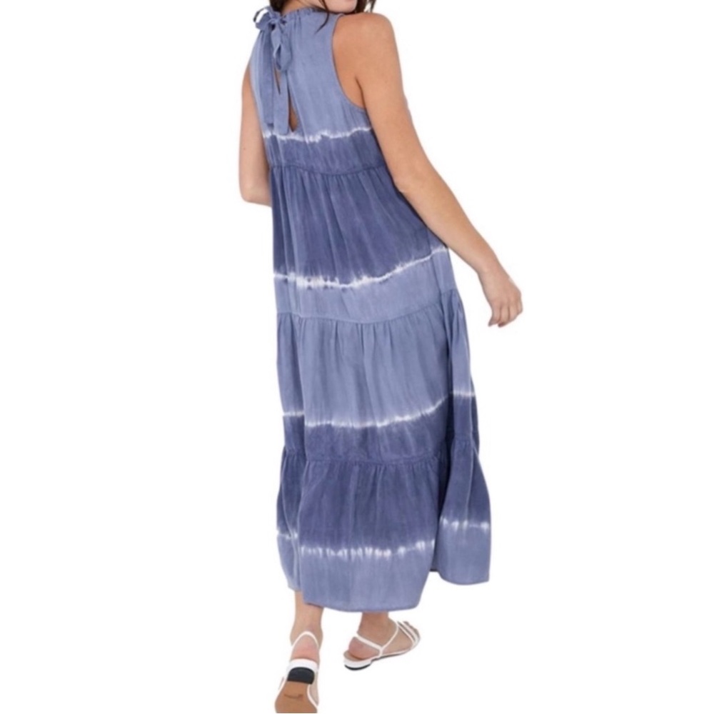 BELLA DAHL Sleeveless Tiered MIDI Dress in Indigo Stripe! - Picture 3 of 12